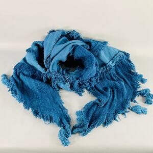 MIMBRES Blue Woven Cotton Scarf Shawl